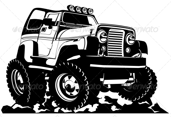 Cartoon jeep - Man-made Objects Objects