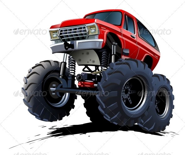 Cartoon Monster Truck - Man-made Objects Objects
