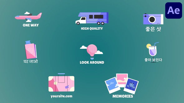 Travel Icons And Titles for After Effects Titles template preview