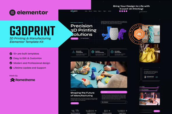 G3DPrint - 3D Printing & Manufacturing Elementor Template Kit