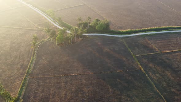 Aerial view sun ray morning shadow alt