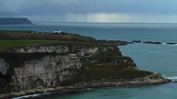 Carrick-a-Rede Rope Bridge, part of the Causeway Coastal Route on the north coast of Northern Irelan alt