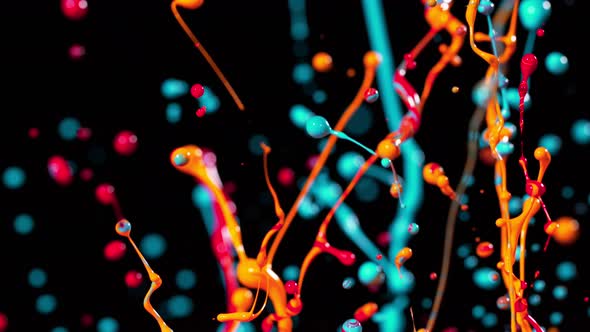 Colorful Splashing Paint in Super Slow Motion. Shot with High Speed Cinema Camera, 1000Fps alt