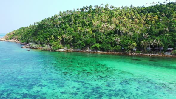 Aerial view seascape of perfect coast beach trip by blue water with white sand background of a dayou alt
