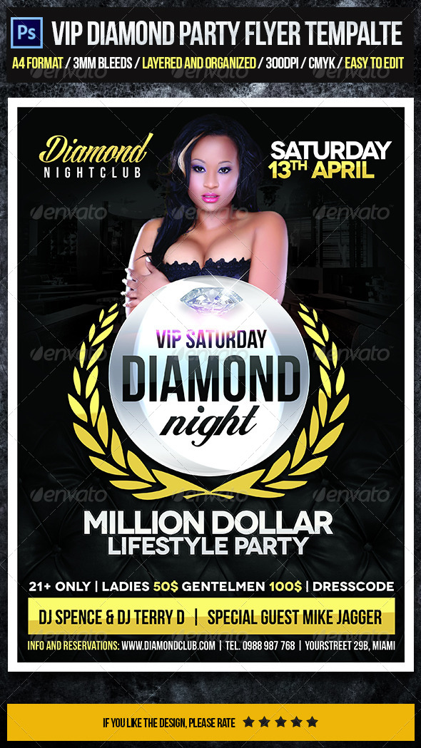 VIP Diamond Party Flyer Template - Clubs & Parties Events