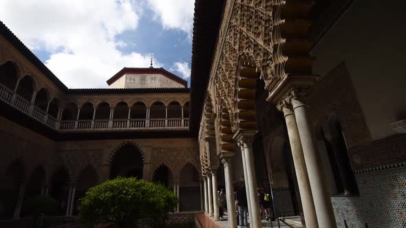 Patio de las Doncellas, or The Courtyard of the Maidens, Real Alcazar, Seville, Andalusia, Spain alt