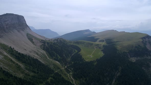 Aerial Drone video of Santa Magdalena St Maddalena Val di Funes in Dolomites Italian Alps alt
