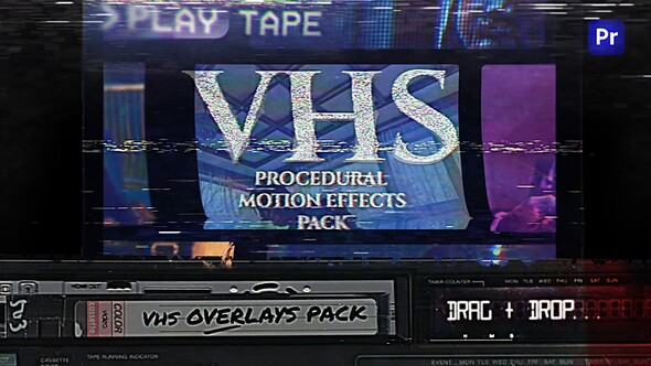 Procedural Distortion Effects For Premiere Pro : VHS Overlays, VCR, Retro CRT, Old TV Filters alt