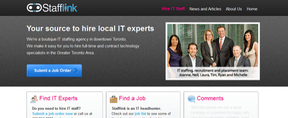Stafflink website screenshot 590x242