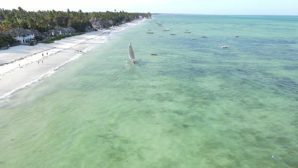 Coastal Landscape of Zanzibar Tanzania  Boats Near the Shore alt