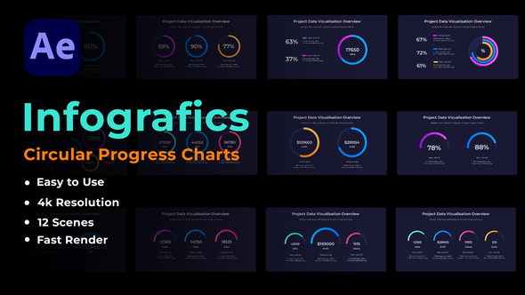 Circular Progress Charts Infographics template preview