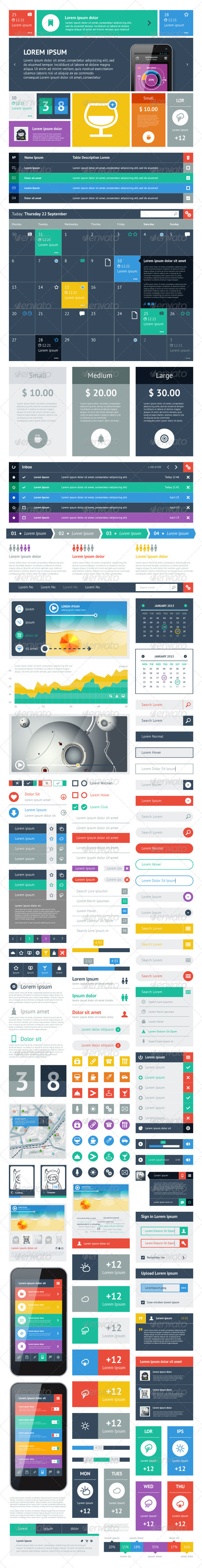 UI Set Components Featuring Flat Design - Web Elements Vectors