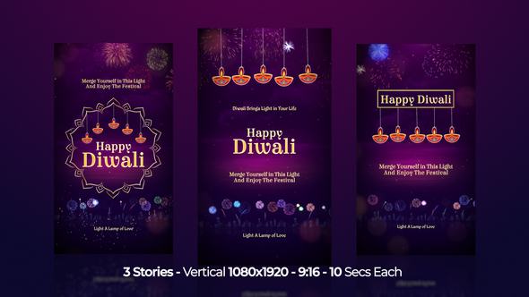 Happy Diwali Wishes Instagram Stories Openers template preview