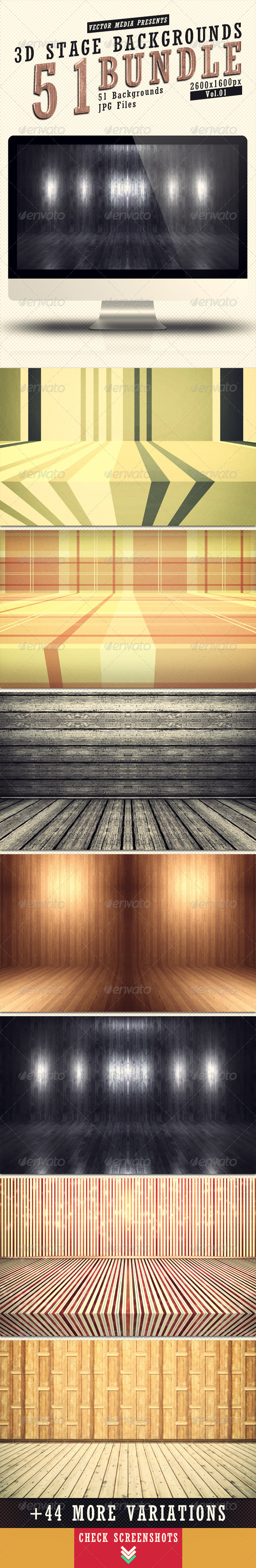 3D Stage Backgrounds - Bundle Vol.1 - 3D Backgrounds
