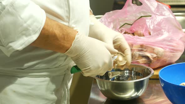 Chef Prepares The Mushrooms