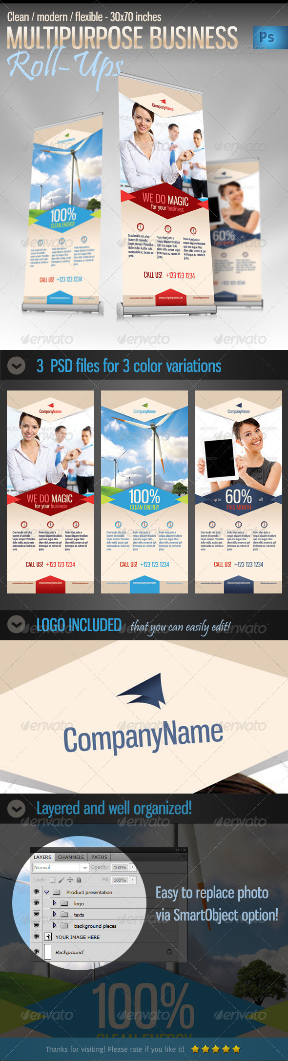 Multipurpose Business / Product Roll-up Banner - Signage Print Templates