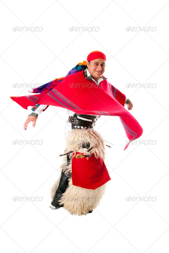 Happy dancing indiginous Latino man - Stock Photo - Images