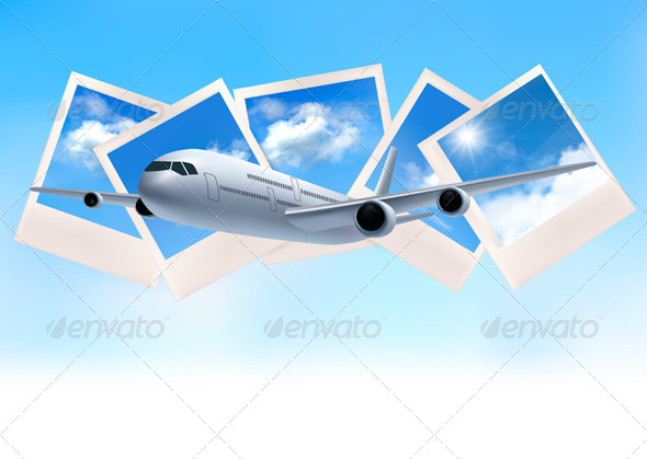 Airplane and SKy Photos Background - Travel Conceptual