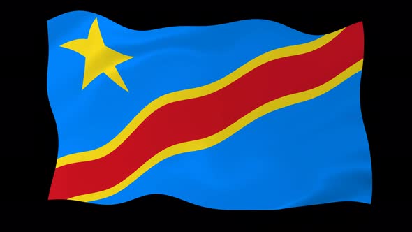 Democratic Republic Of The Congo Waving Flag Animated Black Background