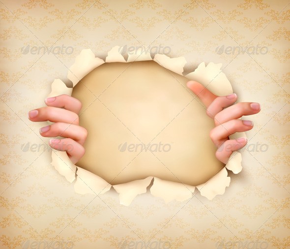 Hands Ripping Paper Background by almoond | GraphicRiver