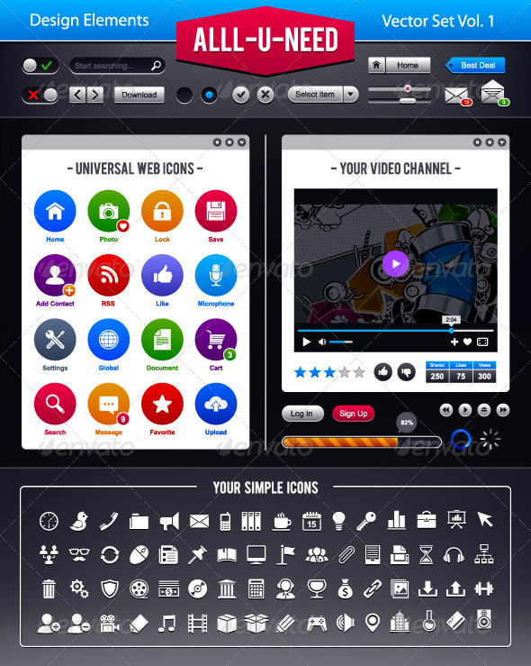 Set of User Interface Elements - Vectors
