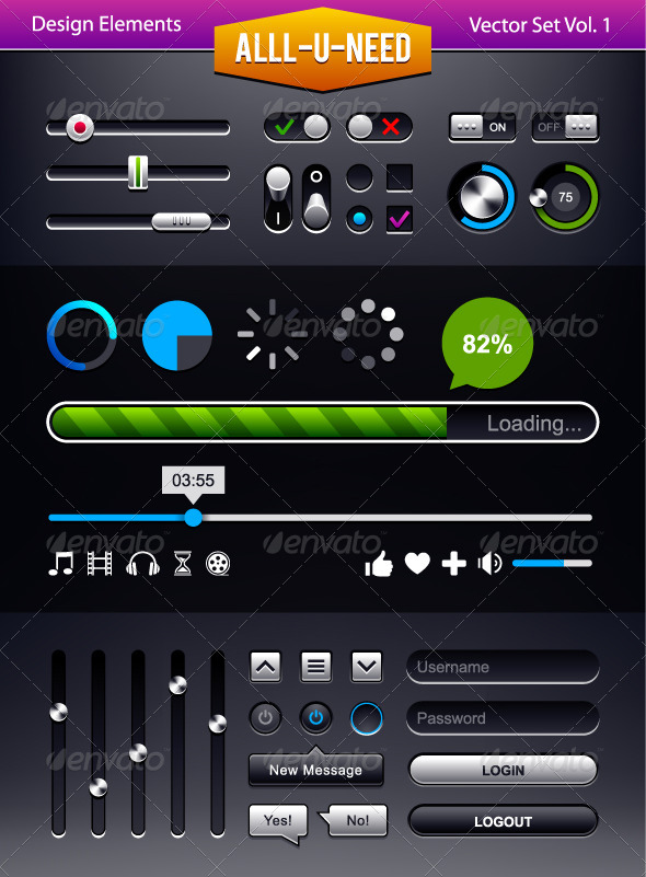 Set of User Interface Elements - Vectors