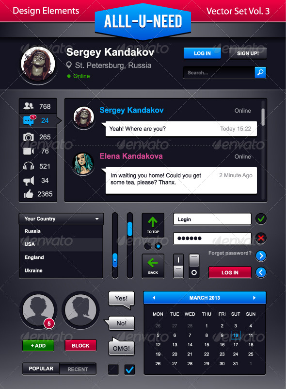 Set of User Interface Elements - Vectors