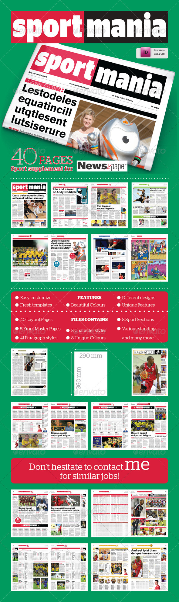 40 Pages Sport Supplement For Newspaper - Newsletters Print Templates