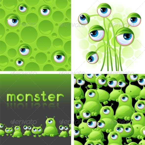 Abstract Backgrounds with Monsters. - Monsters Characters