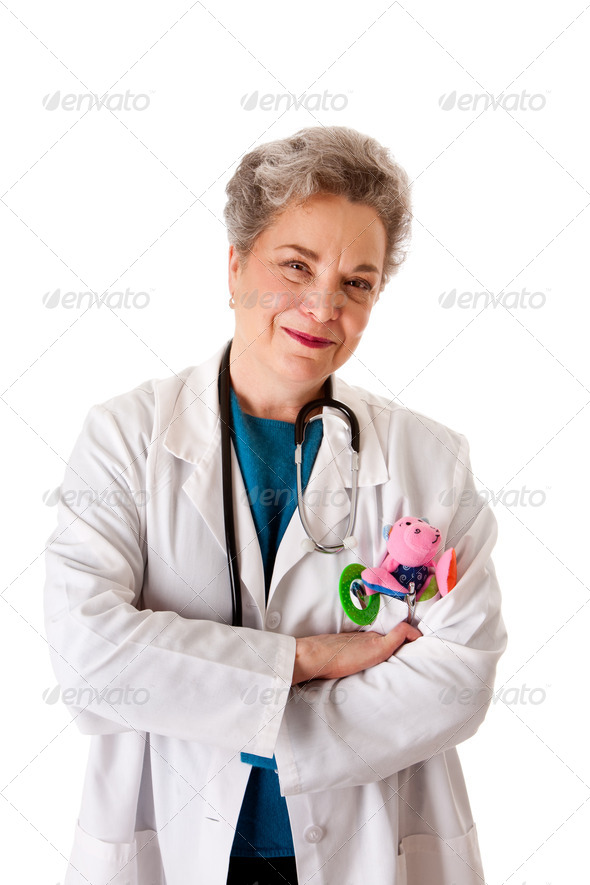 Happy smiling friendly pediatrician doctor nurse - Stock Photo - Images
