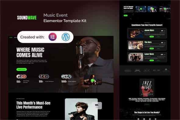 Soundwave - Music & Events Elementor Pro Template Kit