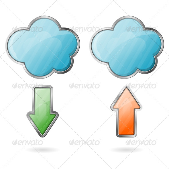 Upload and Download on Cloud Icon - Web Technology
