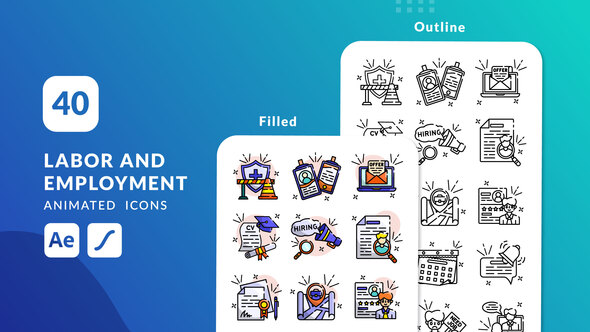 Labor and Employment Animated Icons | After Effects Elements template preview