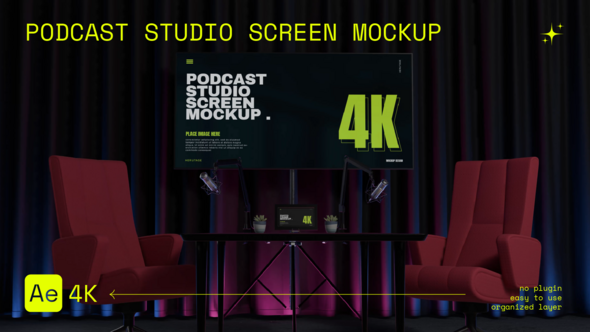 Podcast Studio Screen Mockup Product Promo template preview