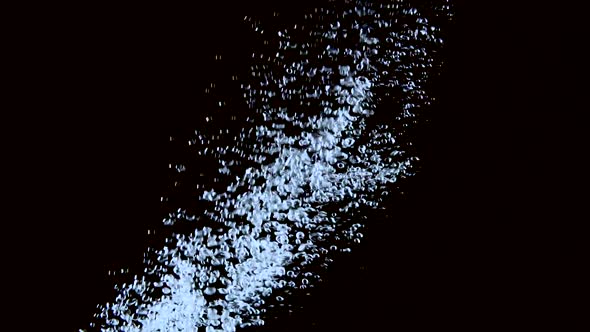 Shot Air Bubbles in the Water in Slow Motion. Air on Black Background with Alpha. Close Up View