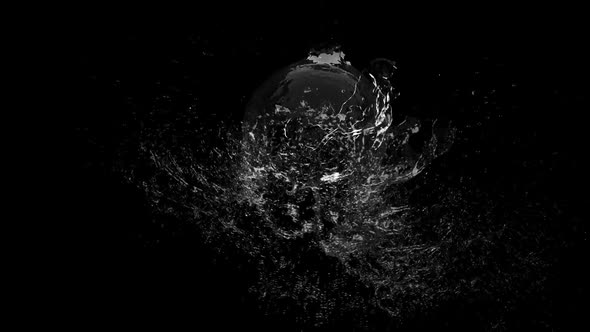 Water or liquid fluid splash in slow motion on black, 3d render, 3d animation