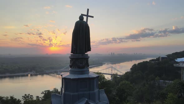 Monument To Vladimir the Great at Dawn in the Morning. Kyiv, Ukraine alt