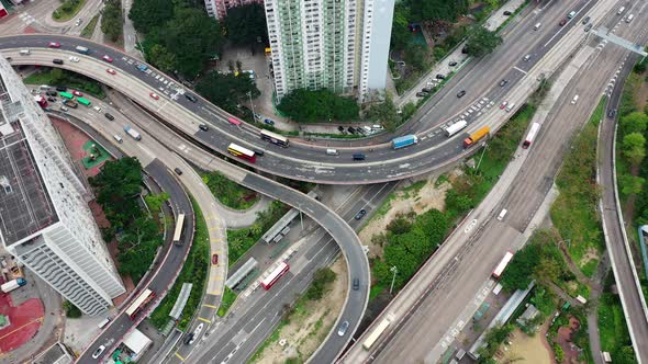 Top view of Hong Kong traffic in the city alt