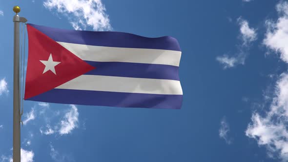 Cuba Flag On Flagpole alt