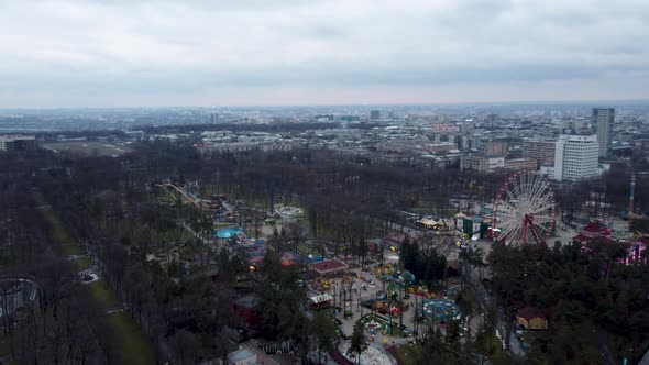Gorky Central Park, day aerial Kharkiv city center