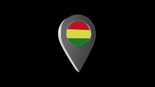 3d Animation Map Navigation Pointer With Bolivia Flag With Alpha Channel - 4K alt
