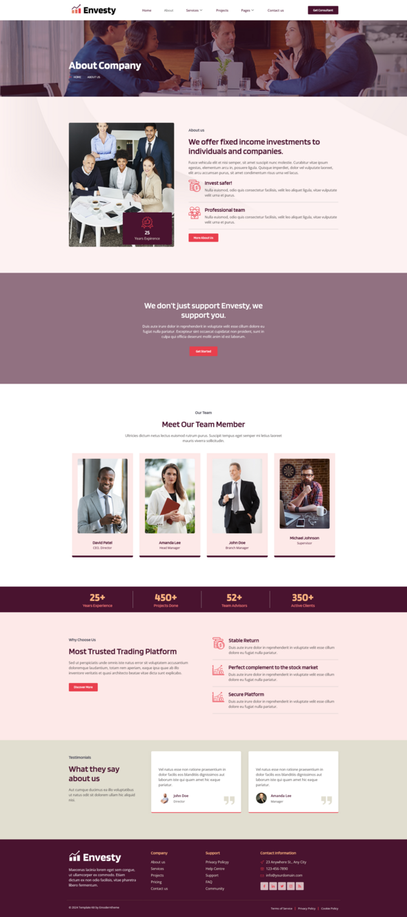 Envesty - Finance & Investment Company Elementor Template Kit