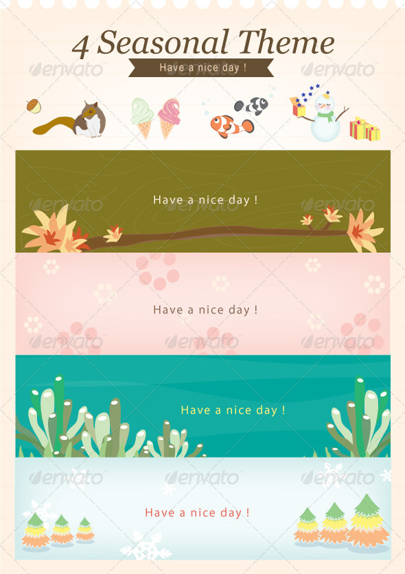 4 Seasonal Theme : Have a nice day - Conceptual Vectors