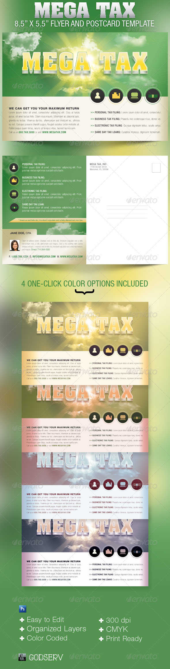 Mega Tax Flyer Postcard Template - Commerce Flyers