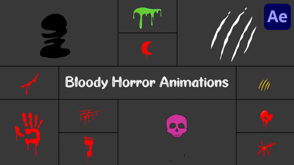 Bloody Horror Animations Pack for After Effects Elements template preview