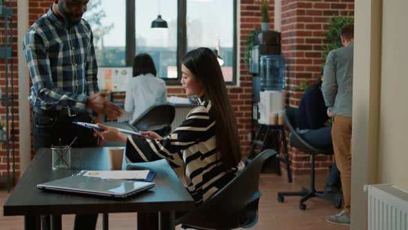 African American Applicant Attending Job Interview with Recruiter alt
