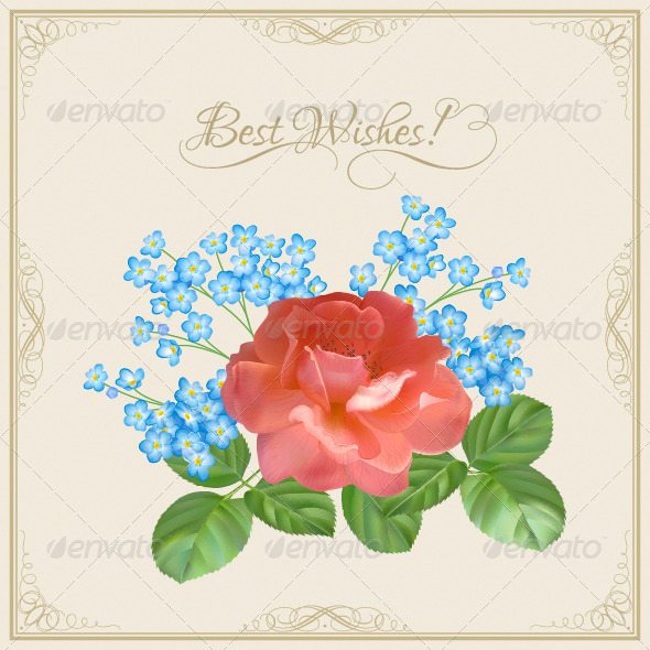 Vintage Postcard with Flowers - Birthdays Seasons/Holidays