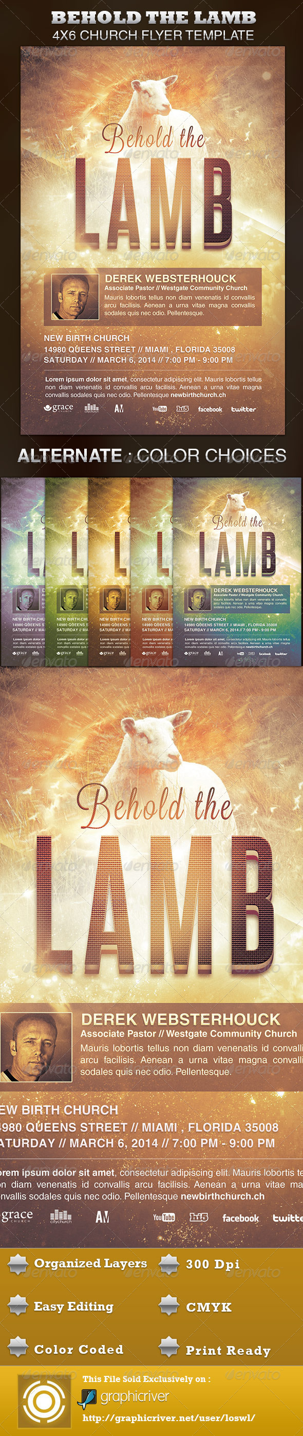 Behold the Lamb Church Flyer Template - Church Flyers