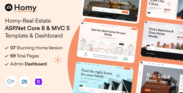 Homy - Real Estate ASP.Net Core & MVC Template & Dashboard by SRBThemes