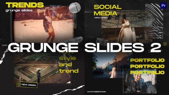 Grunge Slides 2 Mogrt Premiere Pro template preview